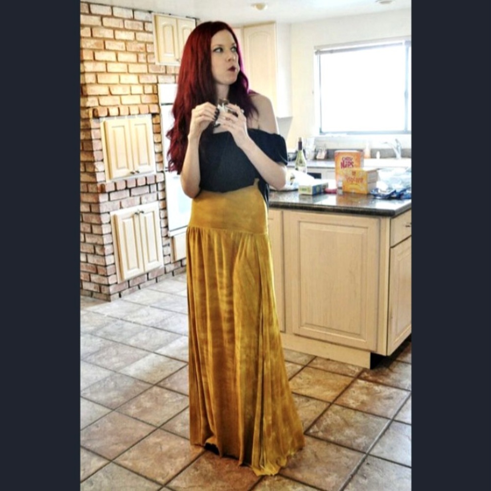Tie Dye Double Side-Slit Maxi Skirt - Hippie Boho Tie Dyed Dress XS S M L XL - Picture 5 of 15